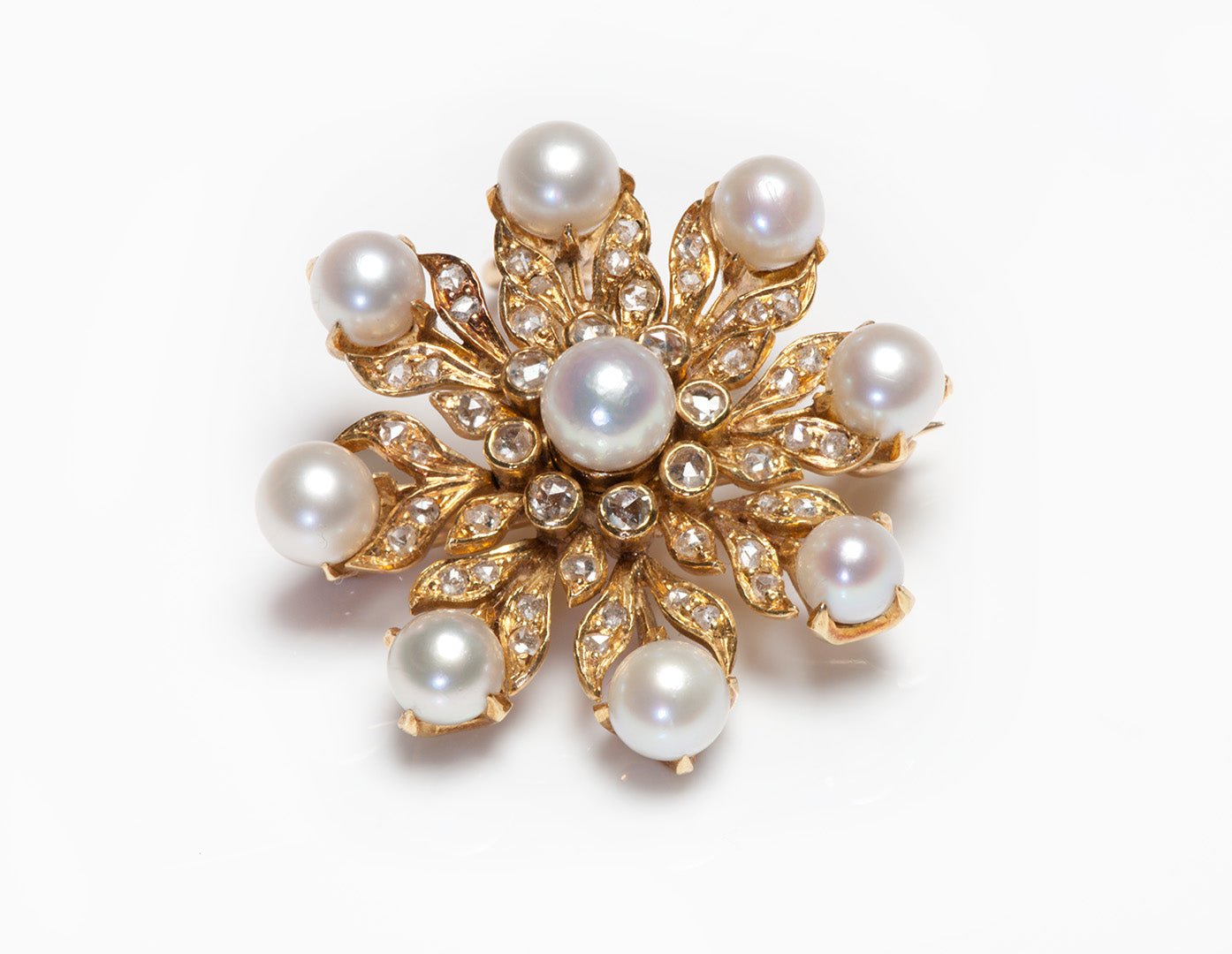 Antique Natural Pearl Diamond Pendant Brooch