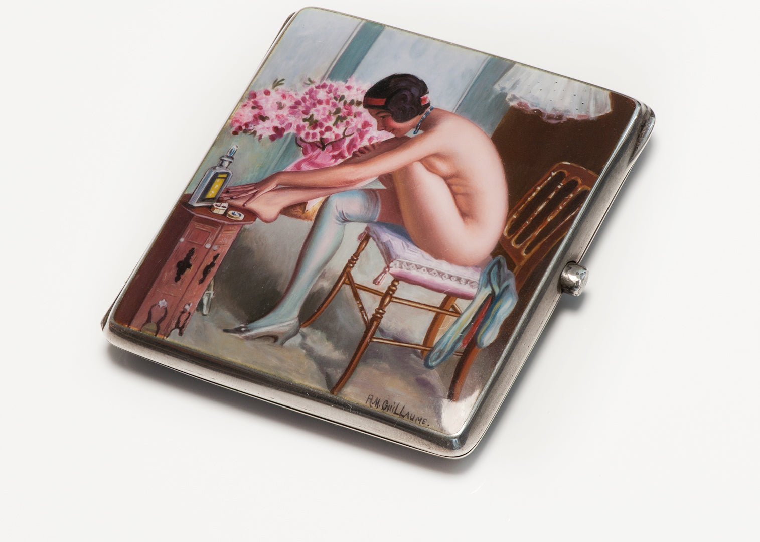 Antique Nude Enamel Case "R. M. Guillaume" Sweden