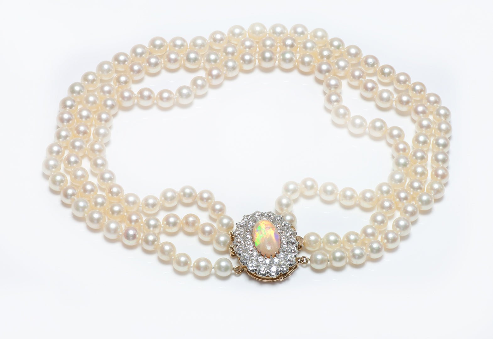 Antique Opal Diamond Pearl Necklace