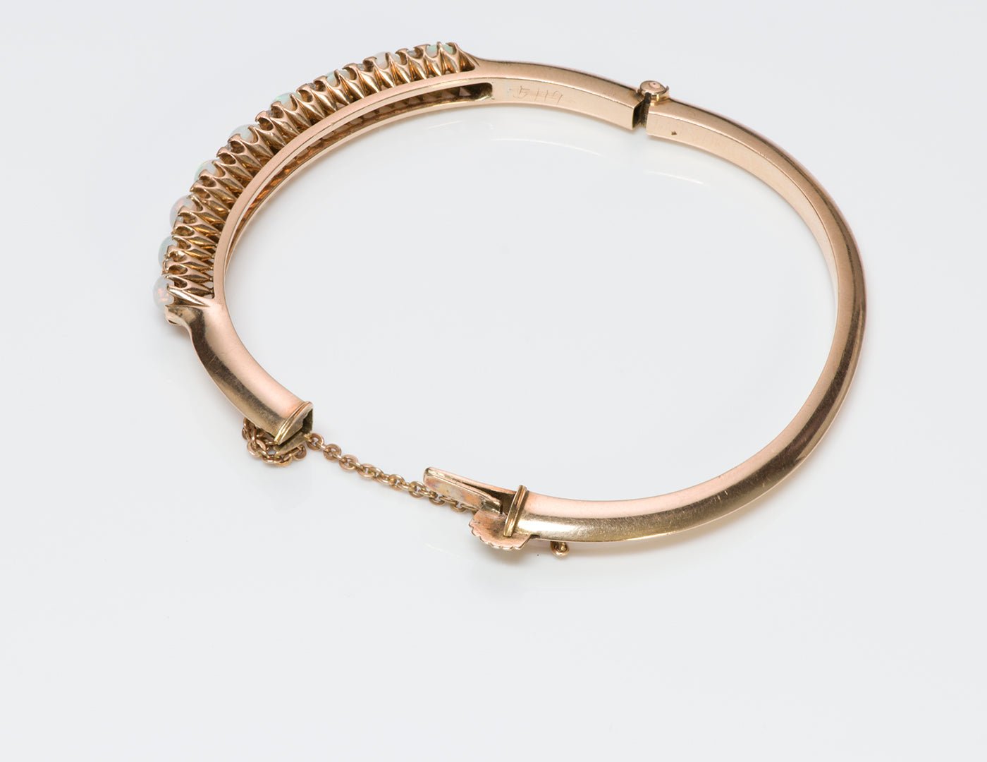 Antique Opal Gold Diamond Bangle Bracelet