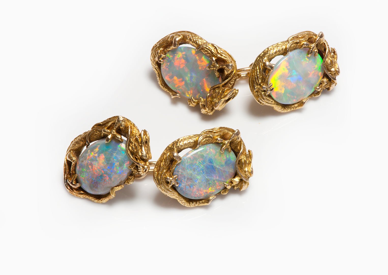 Antique Opal Gold Dragon Cufflinks
