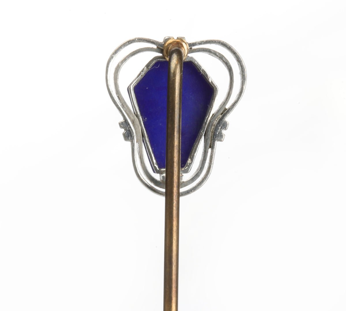 Antique Platinum Gold Blue Stone Lapis Stick Pin