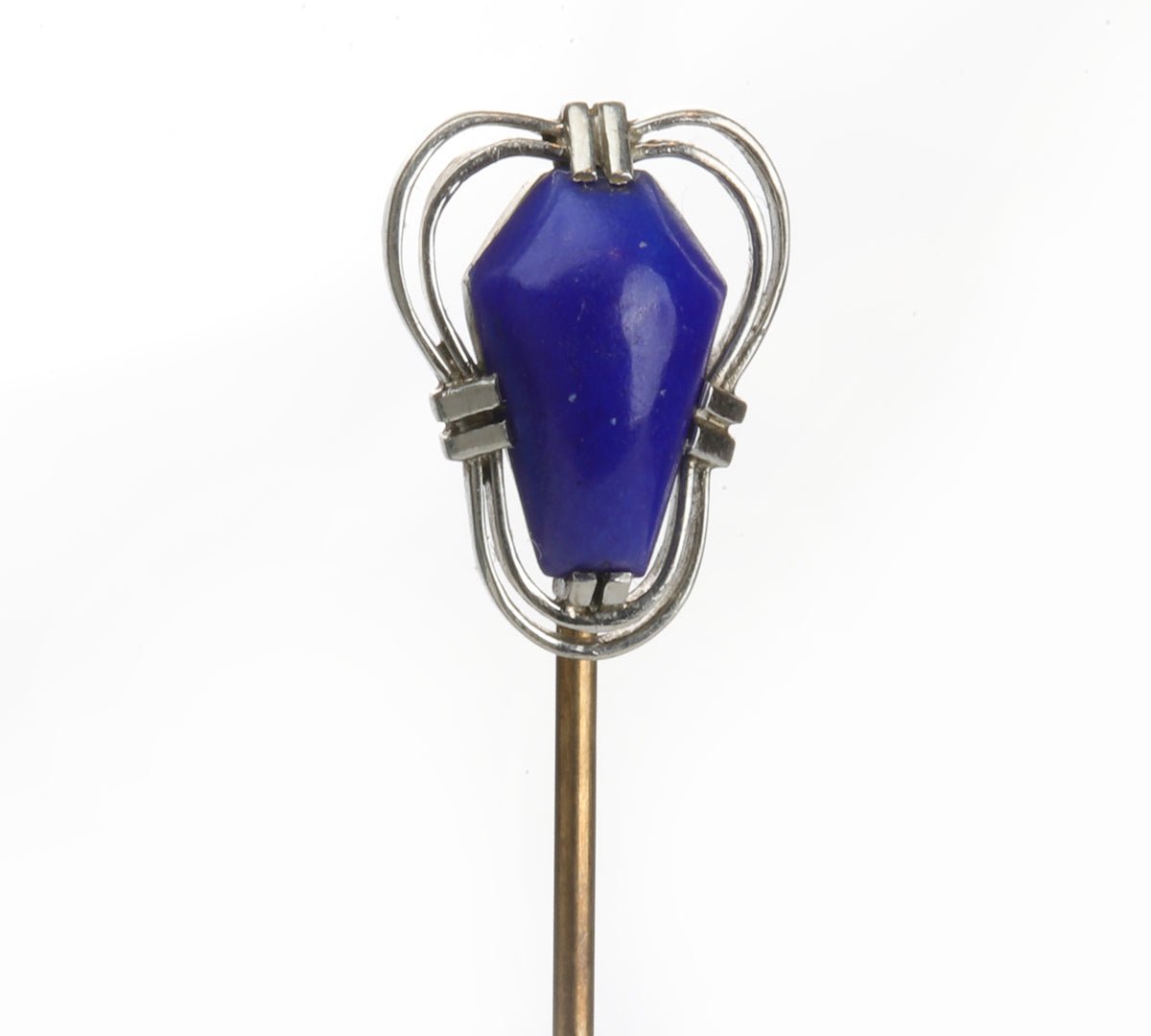 Antique Platinum Gold Blue Stone Lapis Stick Pin