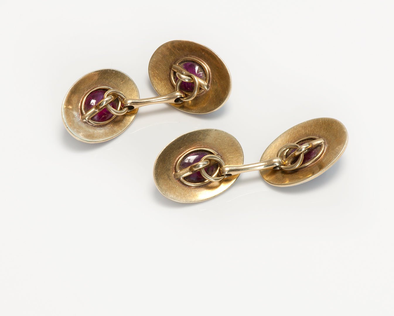 Antique Platinum Gold No Heat Burma Ruby Cufflinks