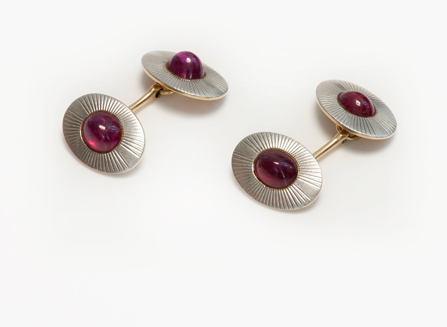 Antique Platinum Gold No Heat Burma Ruby Cufflinks