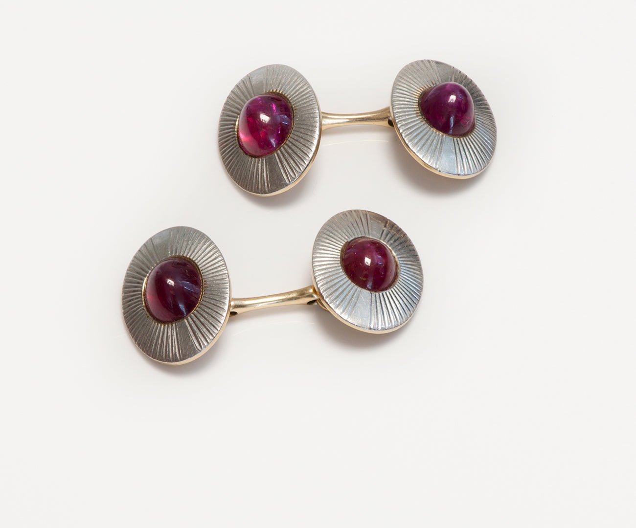 Antique Platinum Gold No Heat Burma Ruby Cufflinks