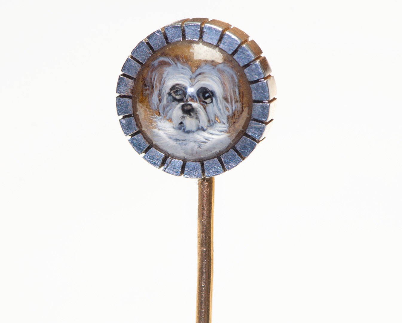 Antique Platinum Gold Reverse Crystal Dod Stick Pin