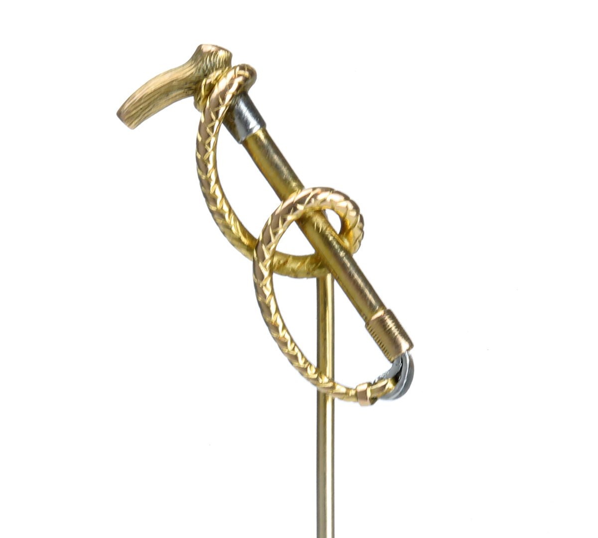 Antique Platinum Gold Riding Crop Stick Pin