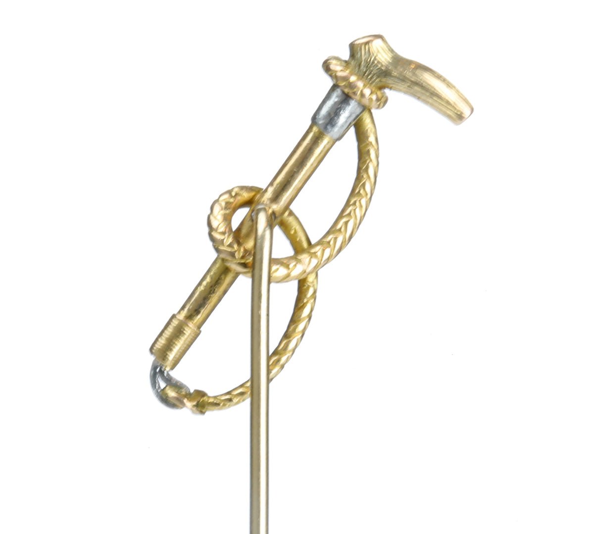 Antique Platinum Gold Riding Crop Stick Pin