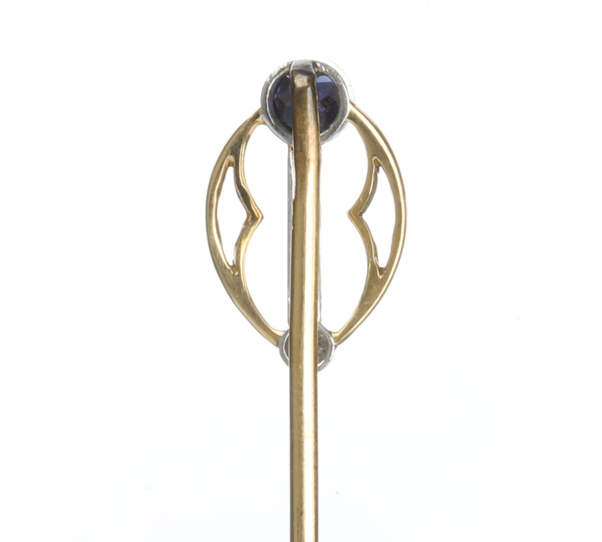 Antique Platinum Gold Sapphire Diamond Stick Pin