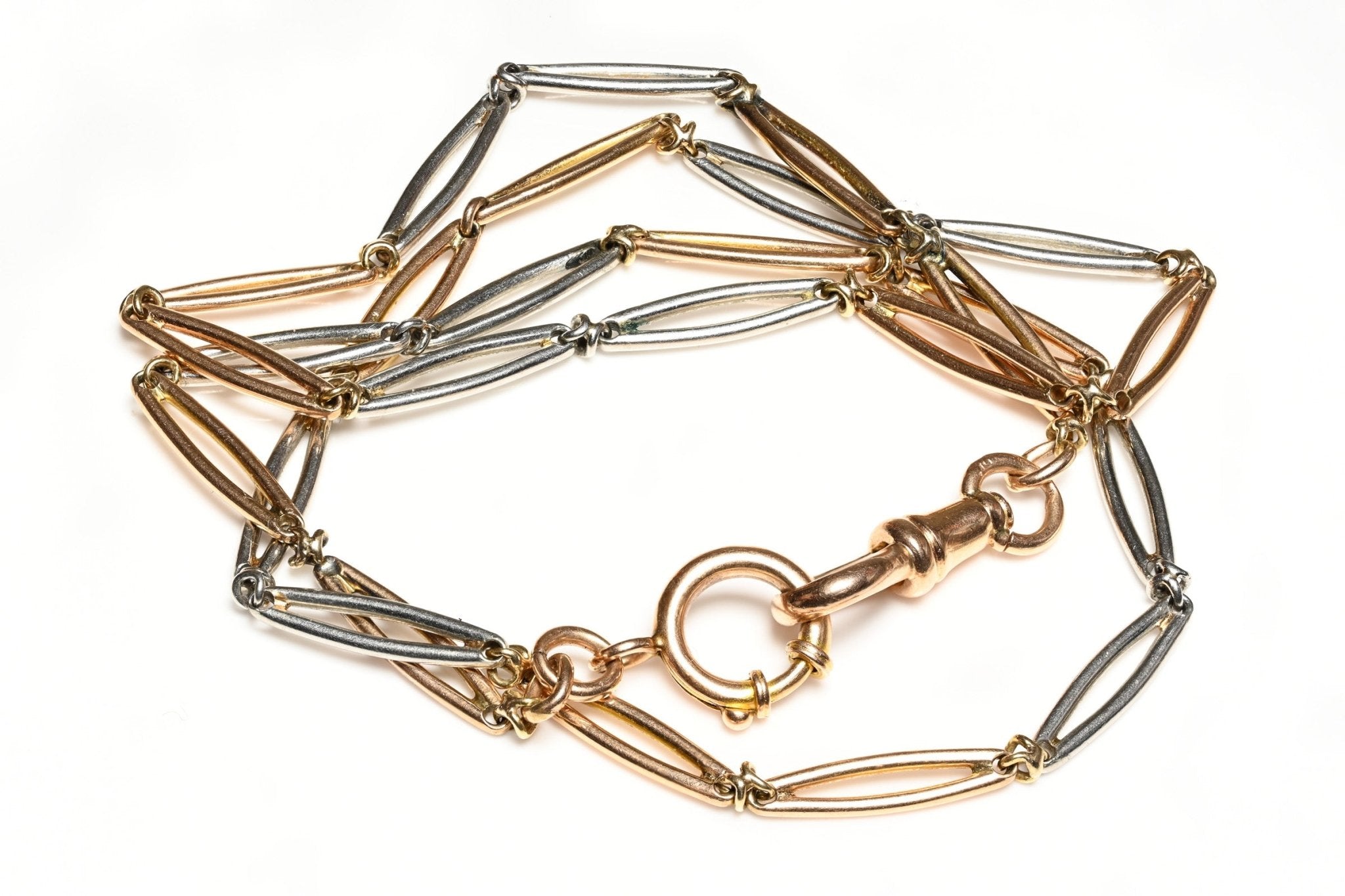 Antique Platinum Gold Watch Chain Necklace
