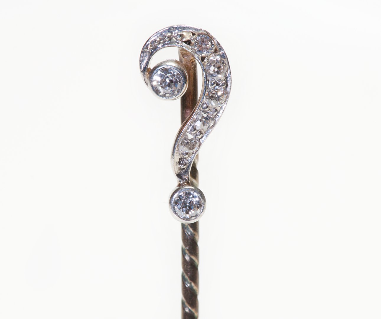 Antique Question Mark Platinum Gold Diamond Stick Pin