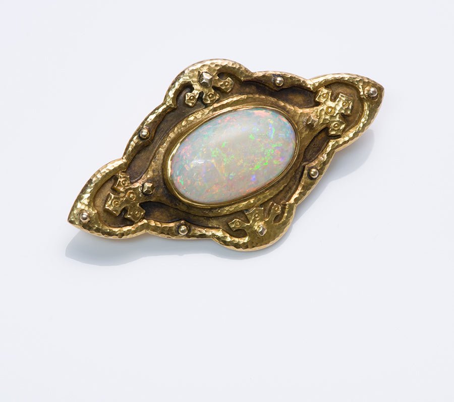 Antique R. W. Edwards Opal Gold Brooch