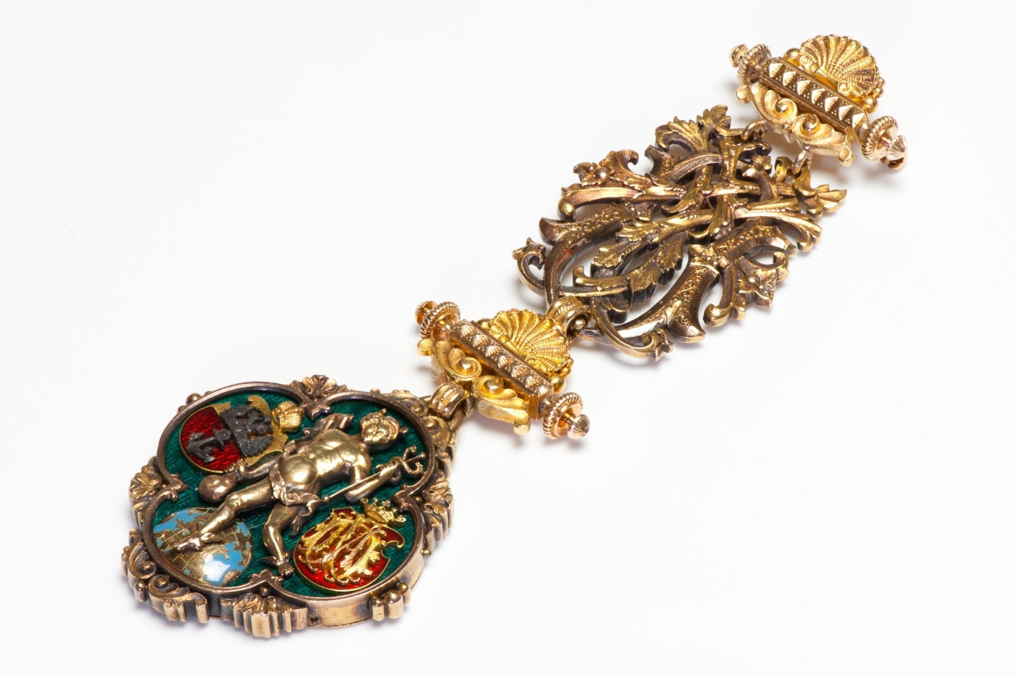 Antique Renaissance Revival Exceptional Gold Enamel Fob