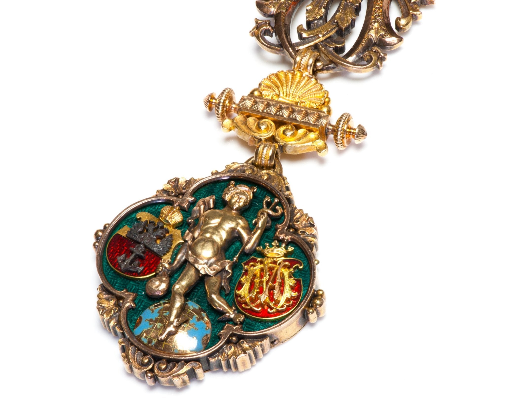 Antique Renaissance Revival Exceptional Gold Enamel Fob