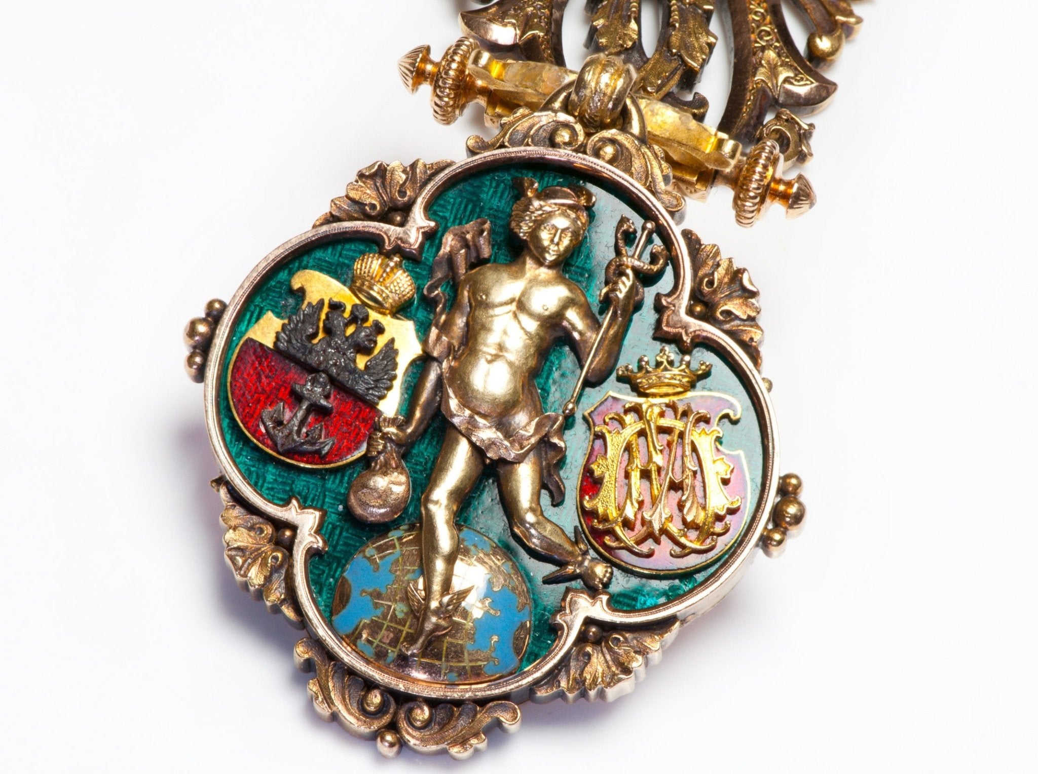 Antique Renaissance Revival Exceptional Gold Enamel Fob