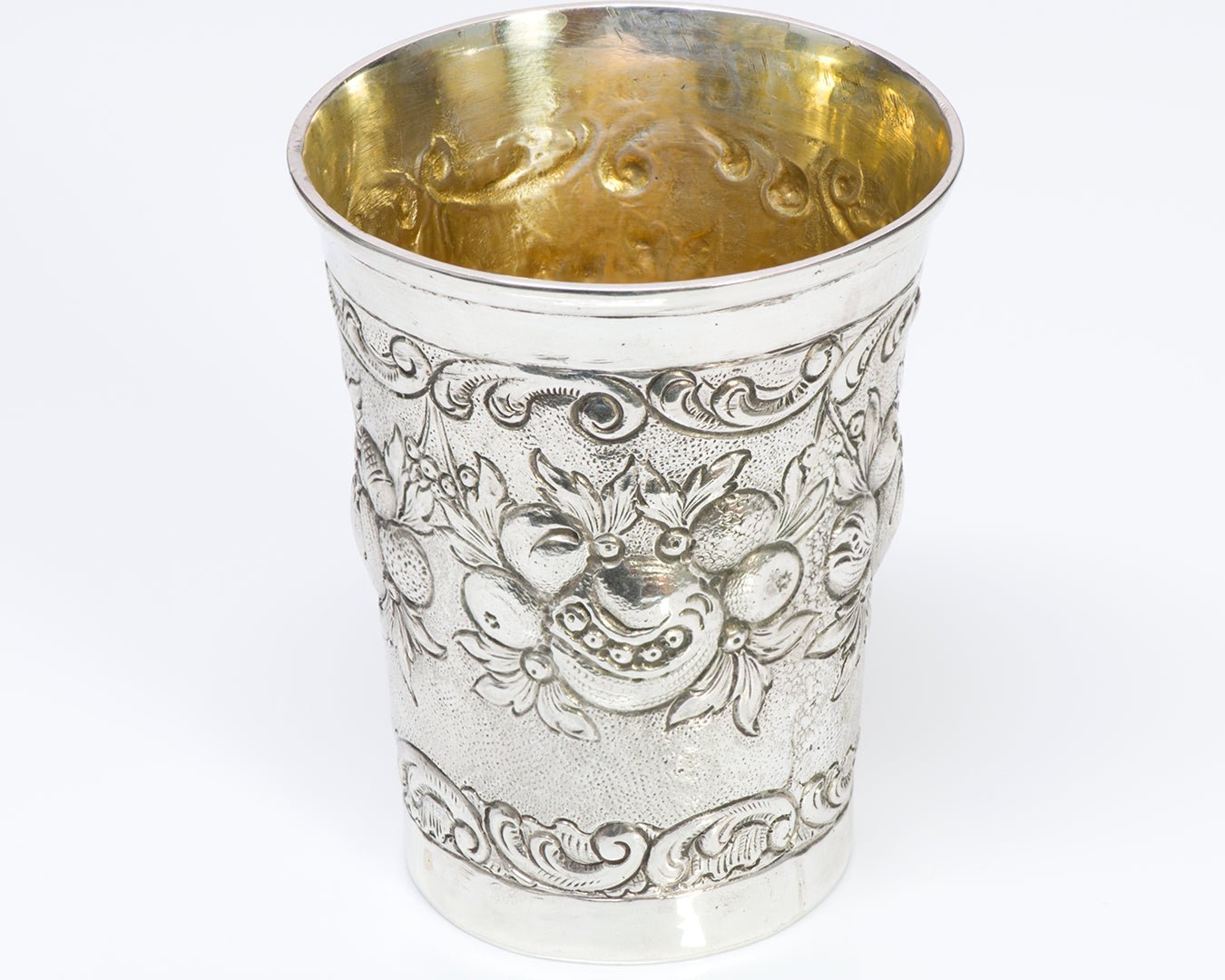 Antique Repousse Germany Silver Cup Beaker