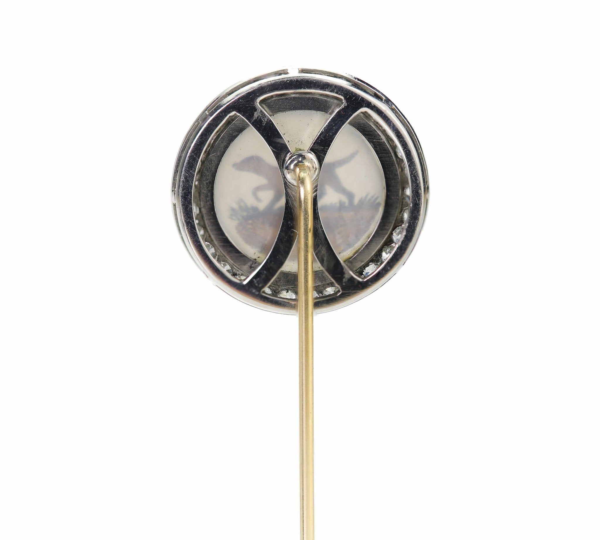 Antique Reverse Crystal Gold Diamond Stick Pin