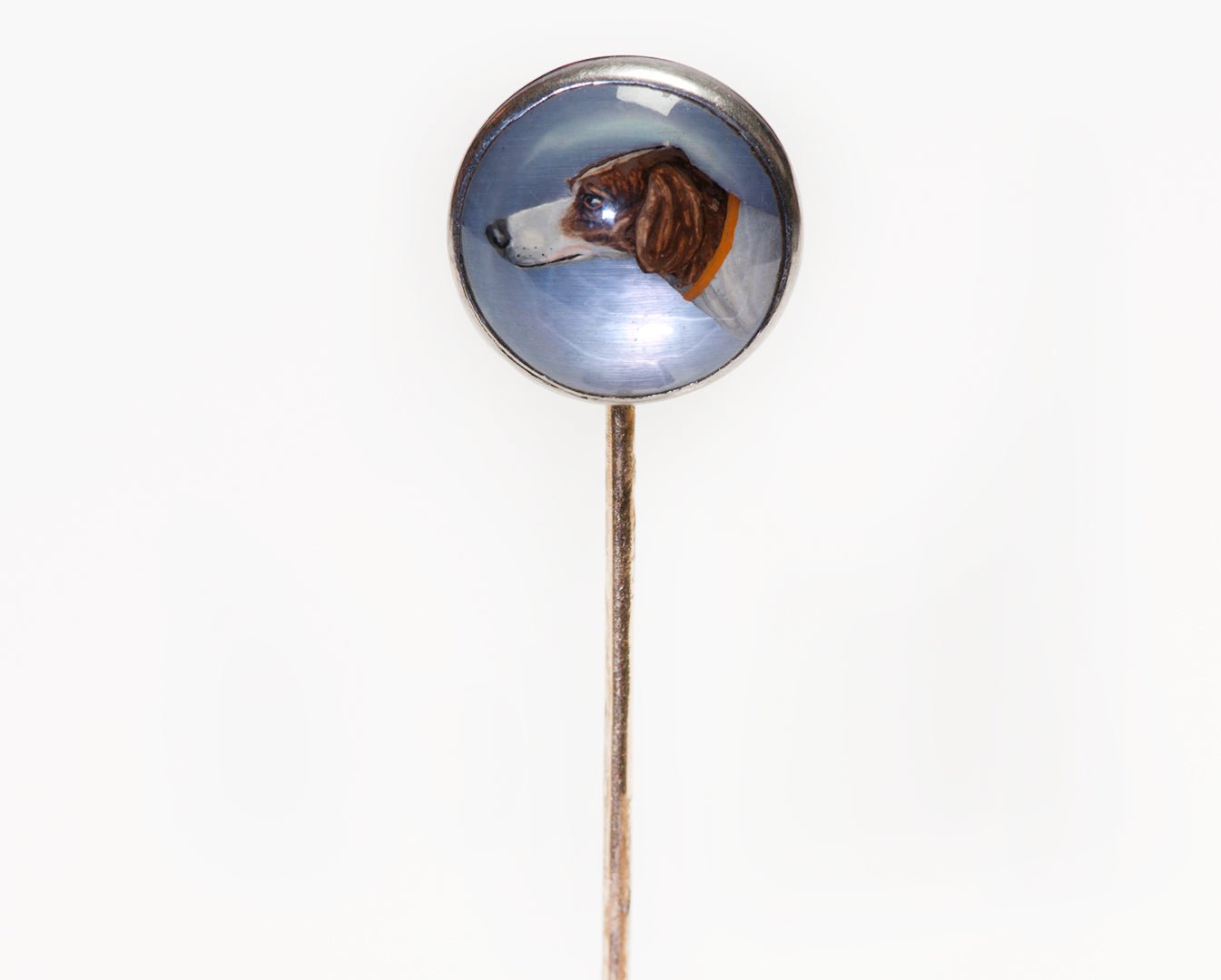Antique Reverse Crystal Gold Dog Stick Pin