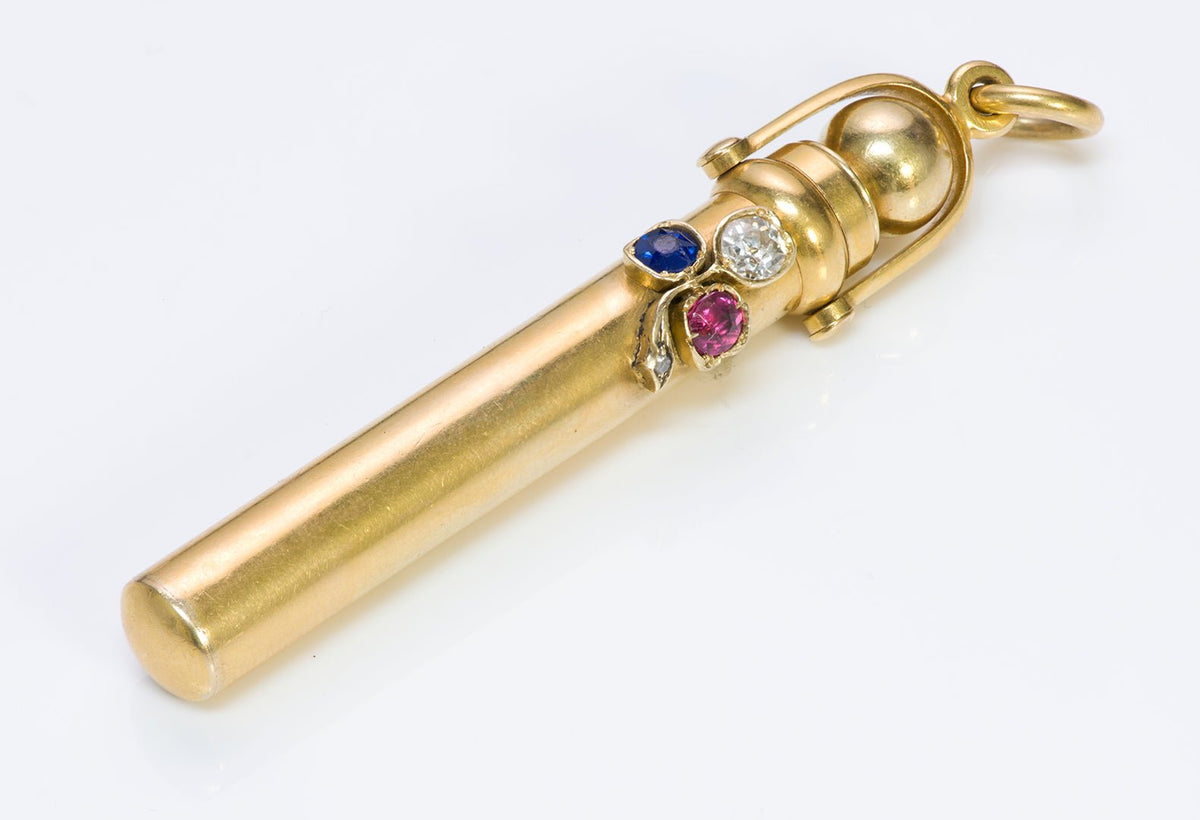 Antique Sampson Mordan & Co. Pencil.Gold Diamond Ruby Sapphire 