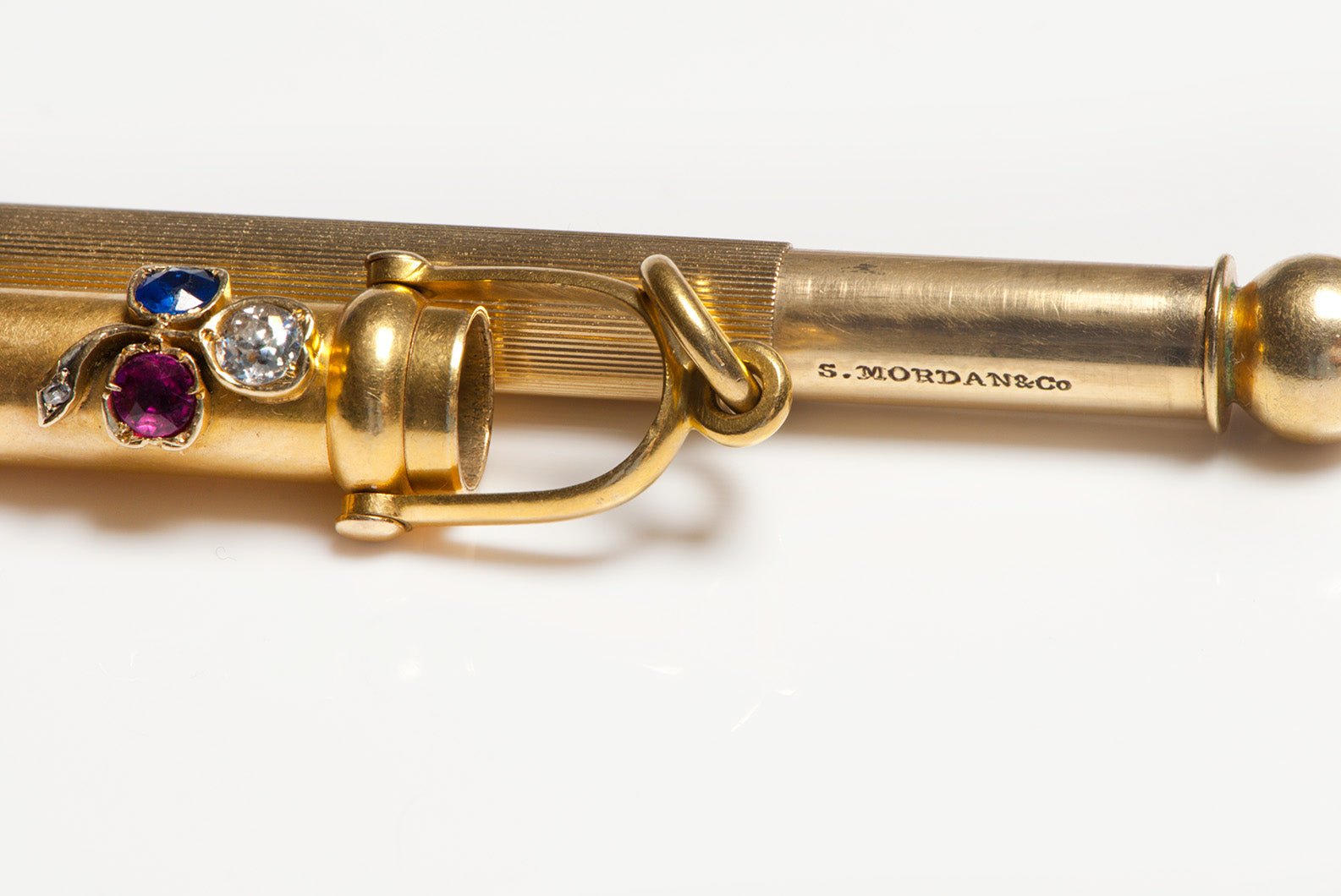 Antique Sampson Mordan & Co. Pencil.Gold Diamond Ruby Sapphire Telescopic Pencil