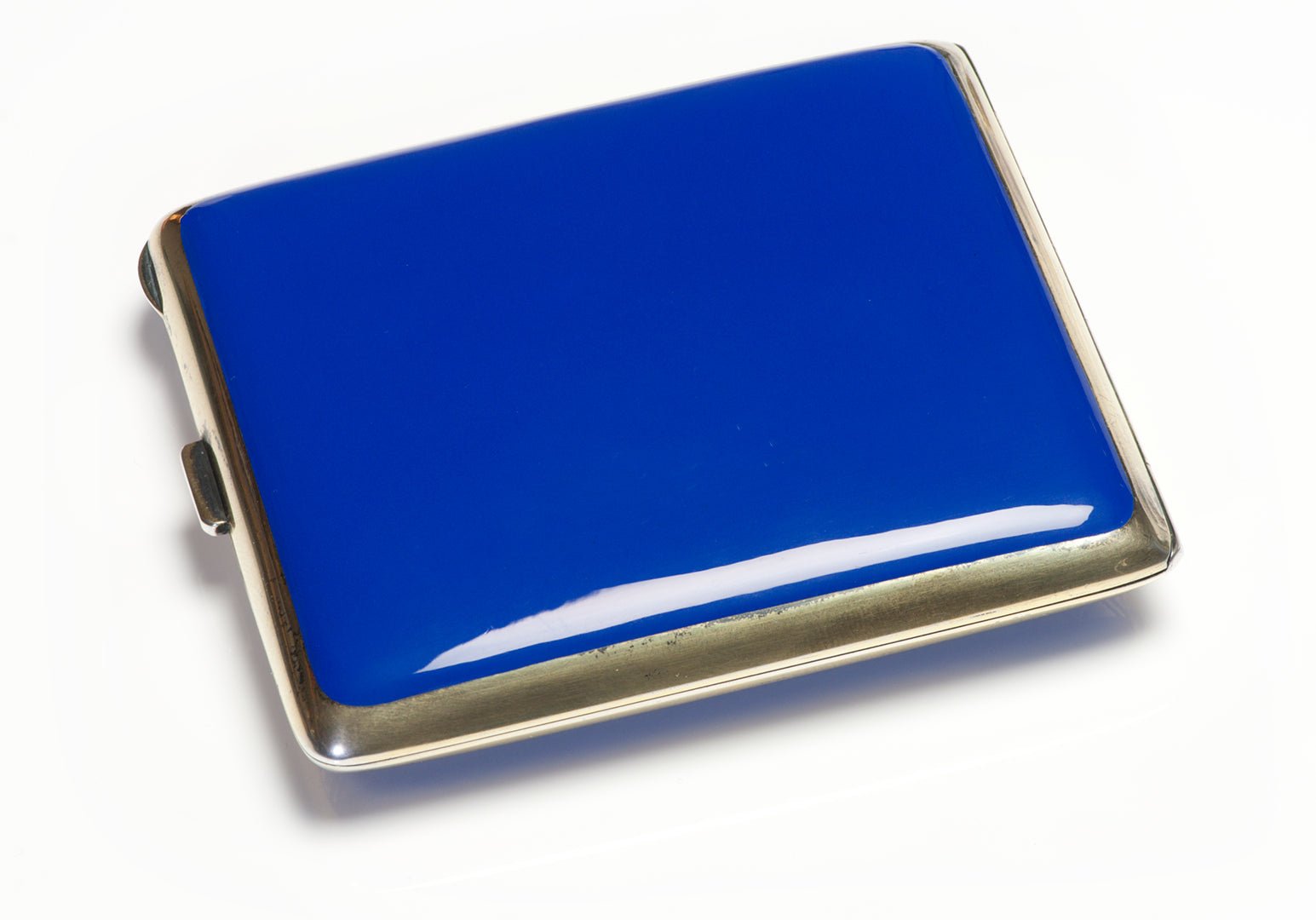 Antique Silver Blue Green Enamel Case