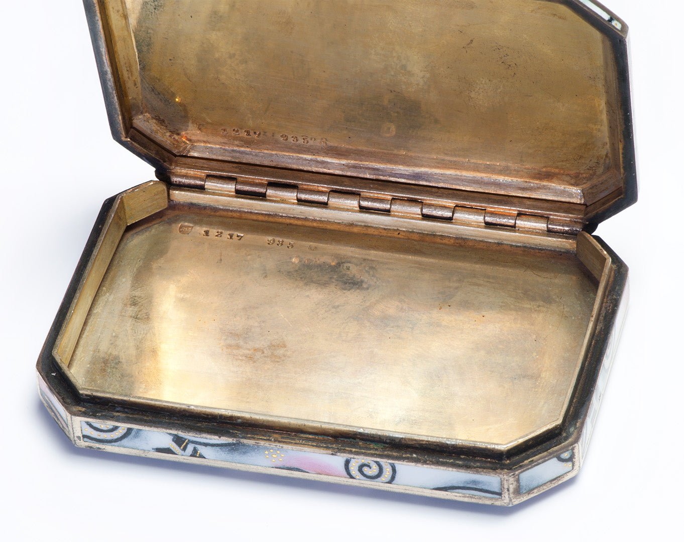 Antique Silver Enamel Flower Pattern Case