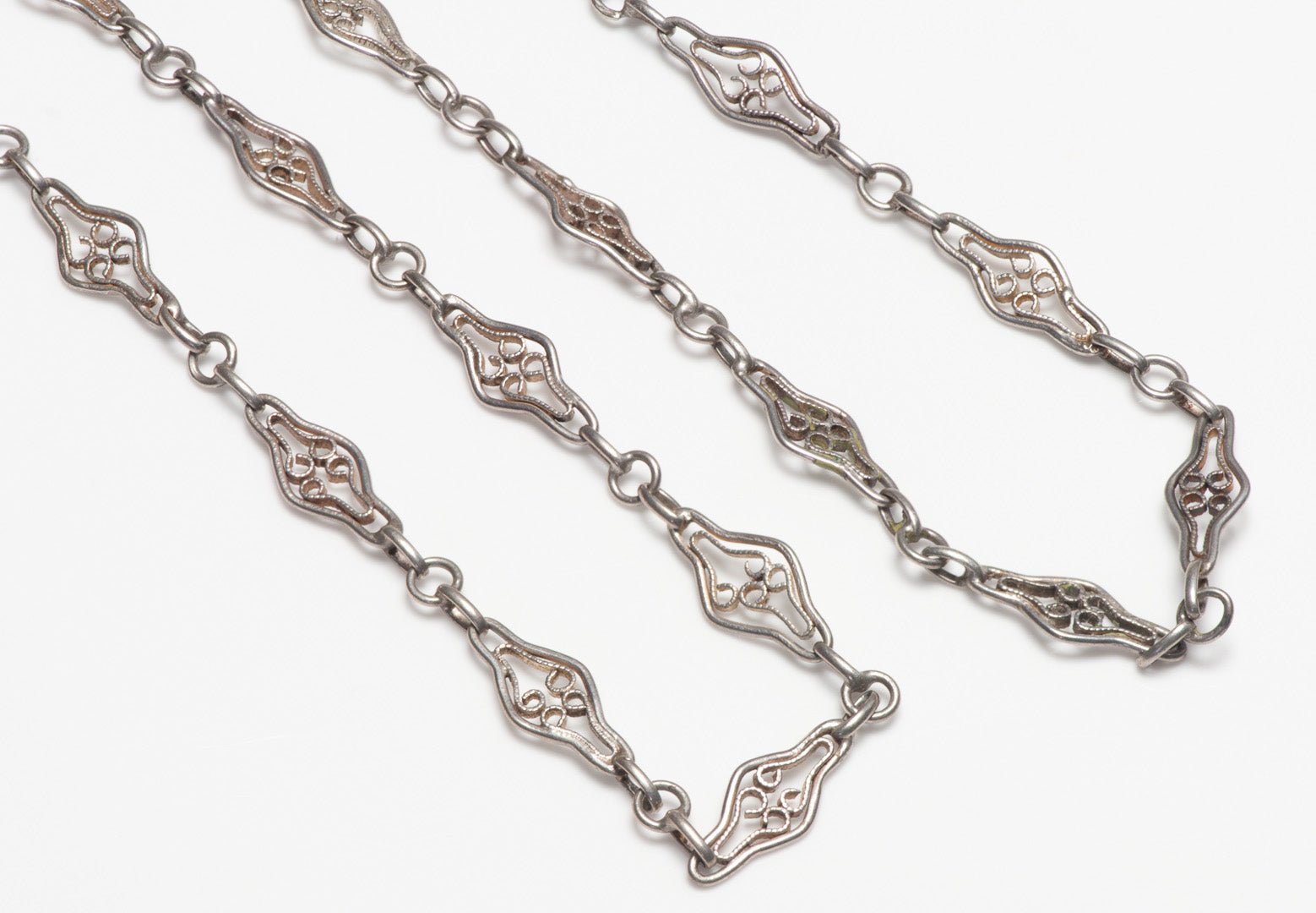 Antique Silver Filigree Chain Necklace