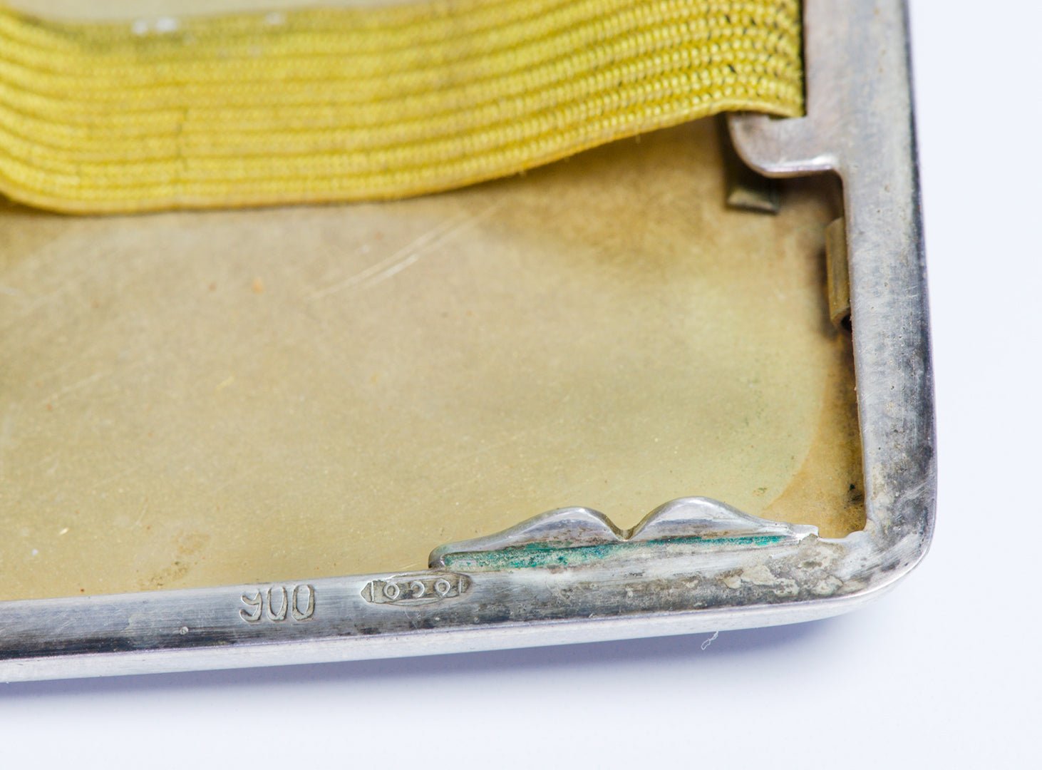 Antique Silver Iridescent Enamel Romantic Scene Cigarette Case