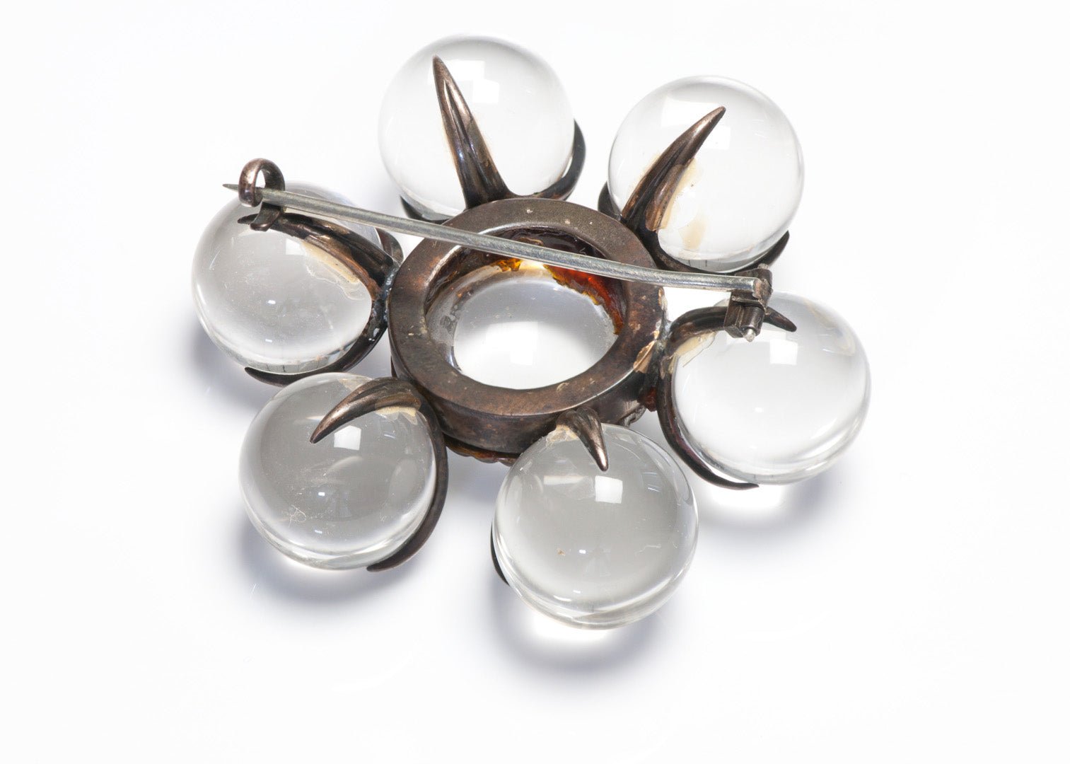 Antique Silver Rock Crystal Pools of Light Brooch