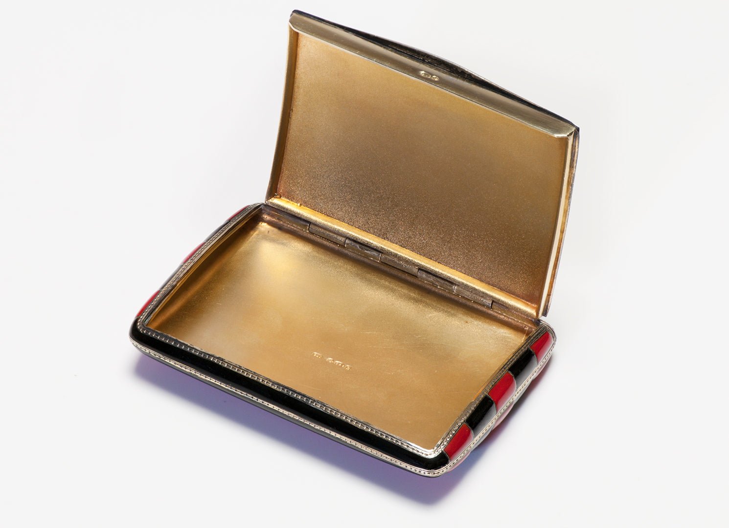 Antique Sterling Silver Red & Black Enamel Case