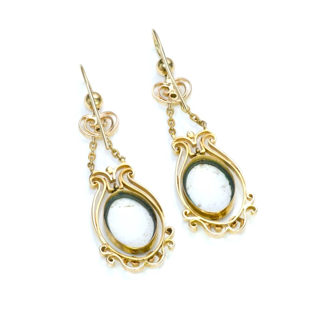 Antique Swiss Enamel Yellow Gold Earrings