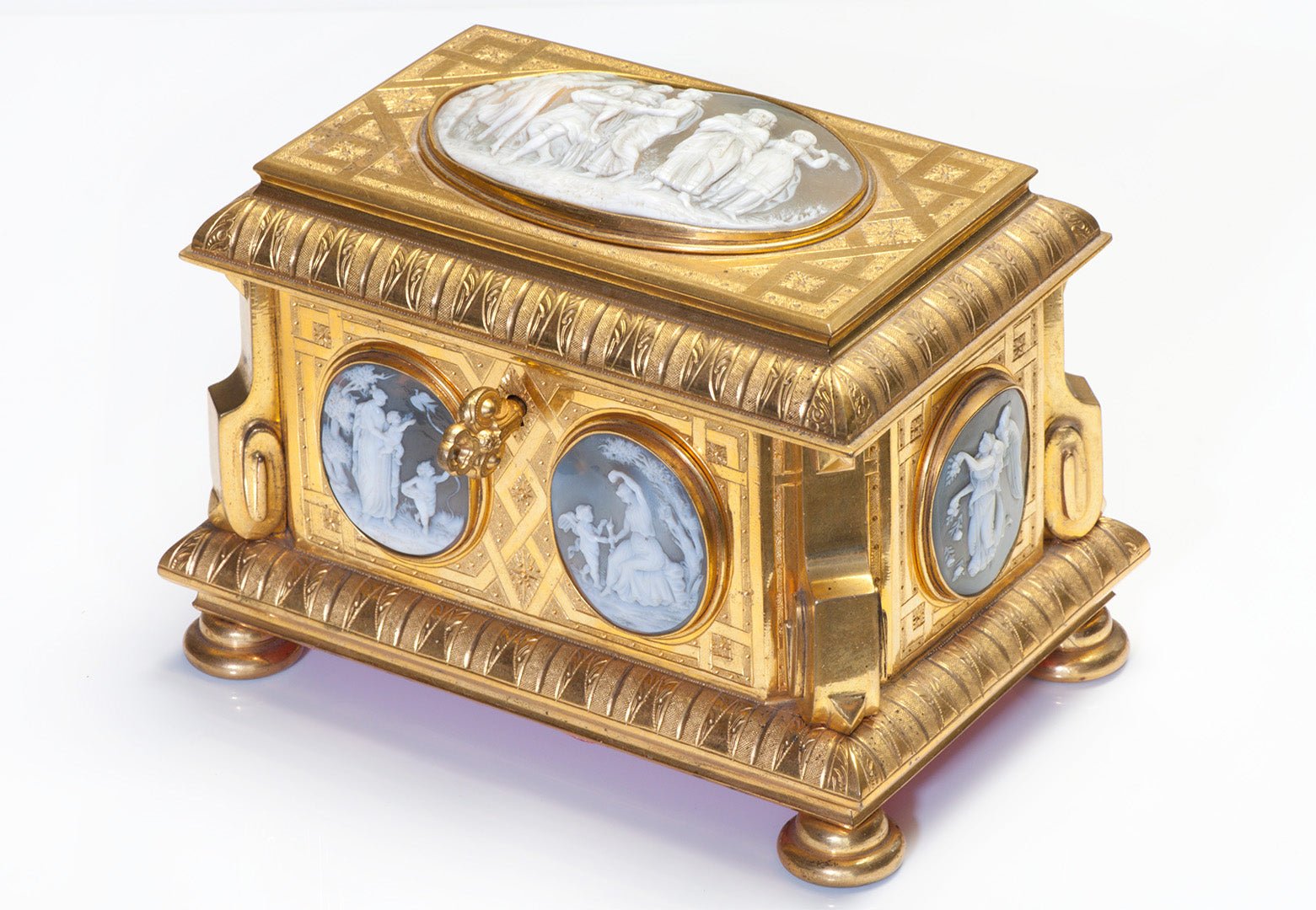 Antique Tahan French Bronze Cameo Jewelry Casket