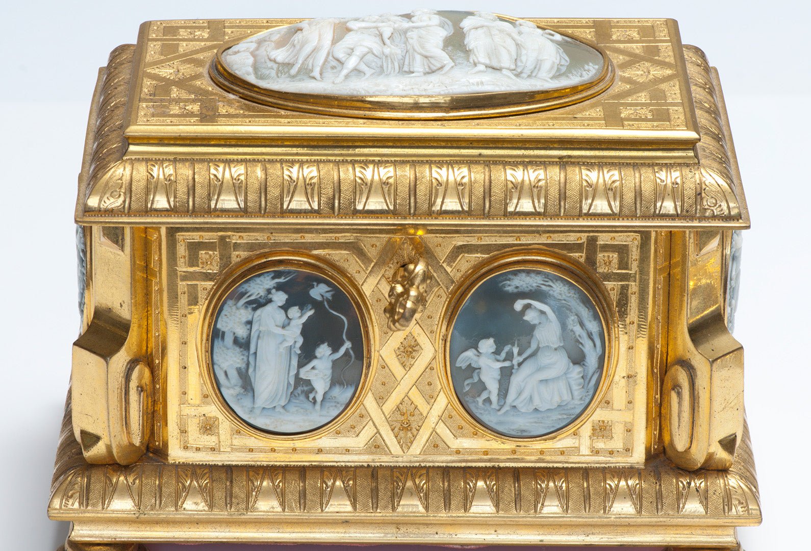 Antique Tahan French Bronze Cameo Jewelry Casket