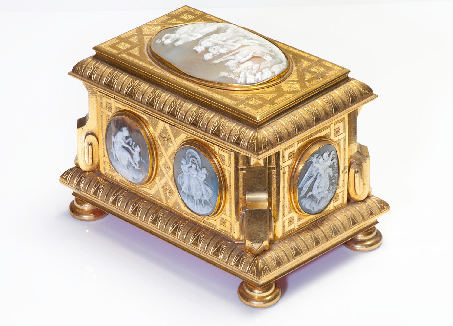 Antique Tahan French Bronze Cameo Jewelry Casket