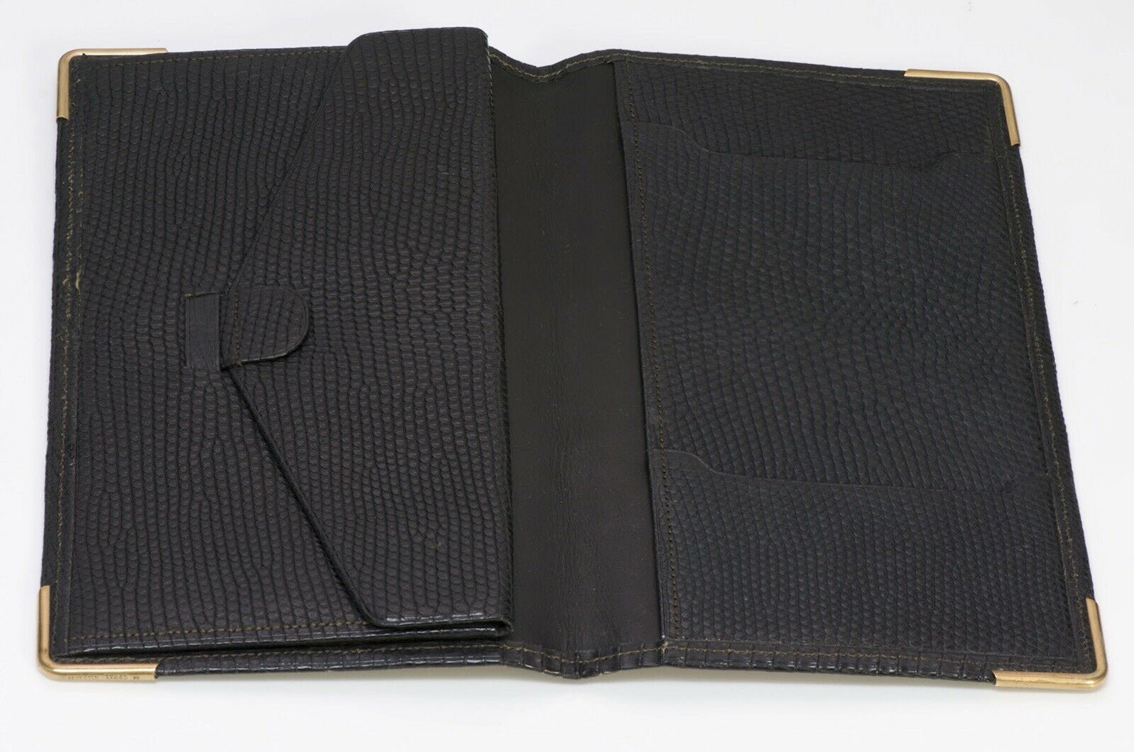 Antique Tiffany & Co Black Lizard 14K Gold Corners Long Bifold Wallet