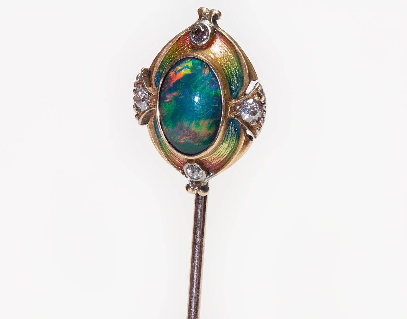 Antique Tiffany & Co. Black Opal Diamond Stick Pin