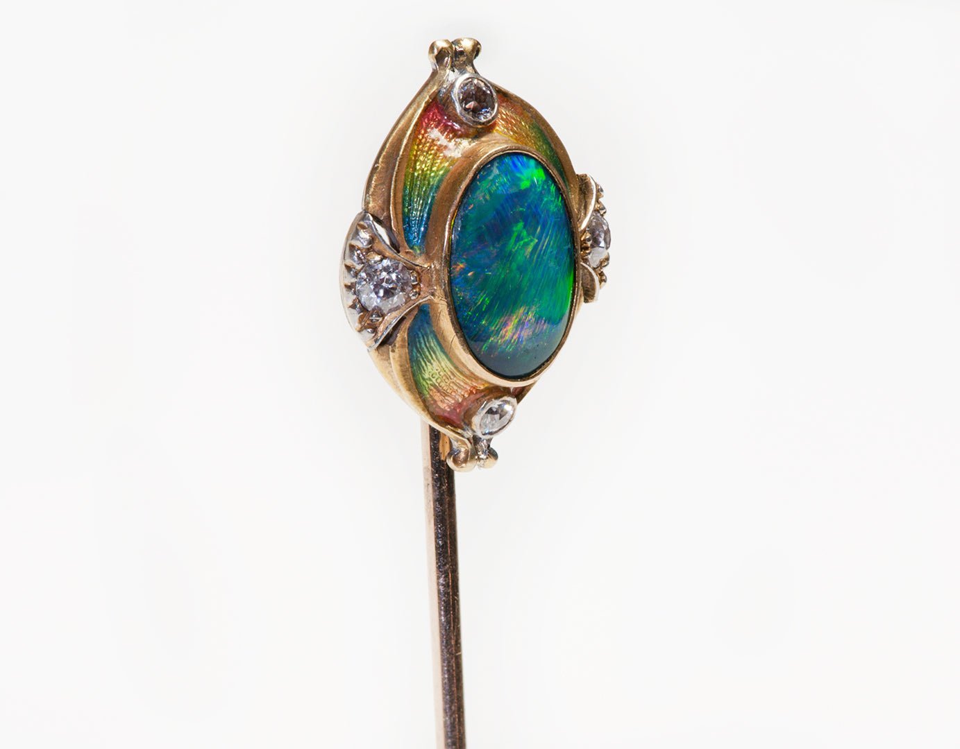 Antique Tiffany & Co. Black Opal Diamond Stick Pin