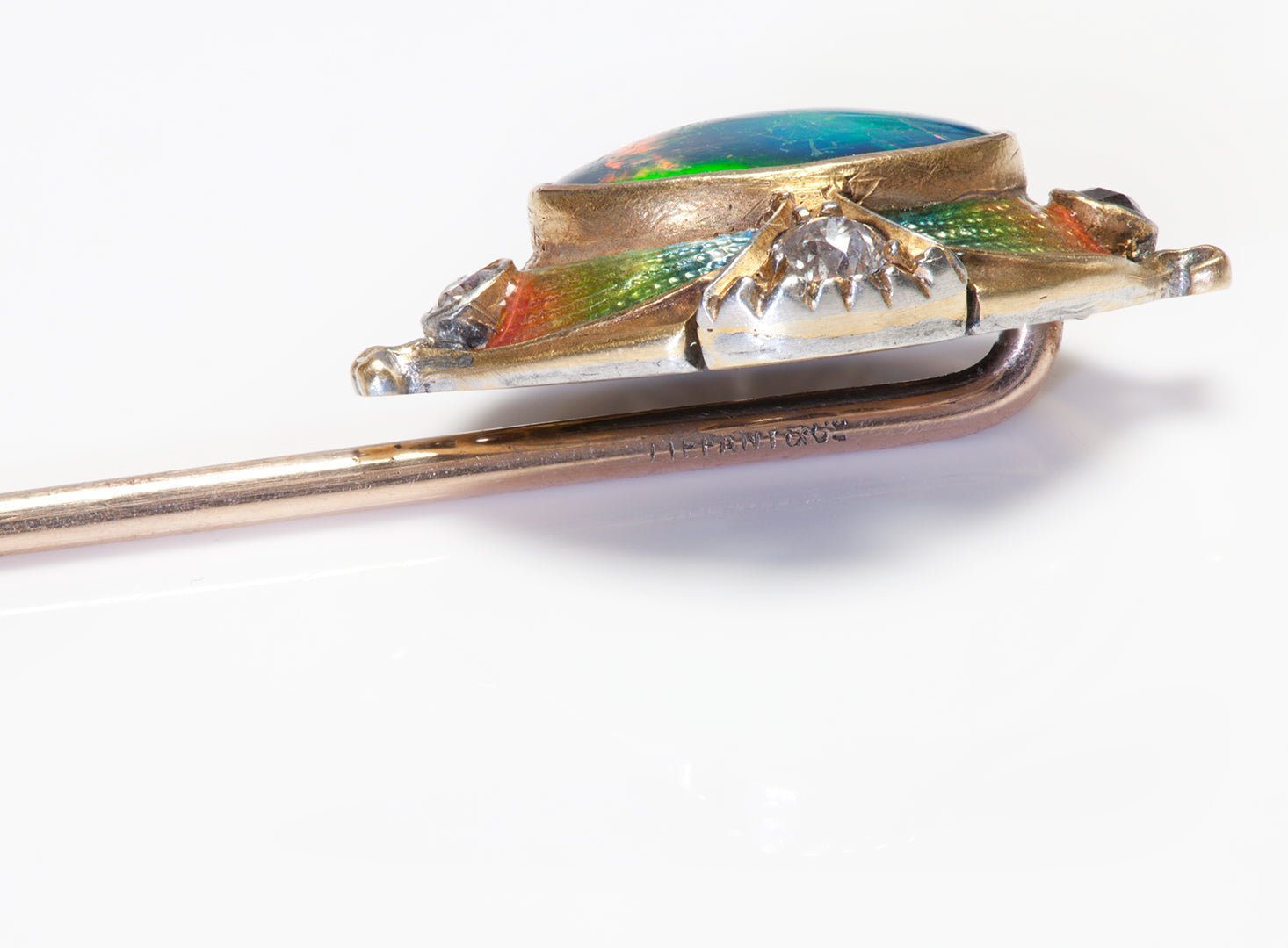 Antique Tiffany & Co. Black Opal Diamond Stick Pin