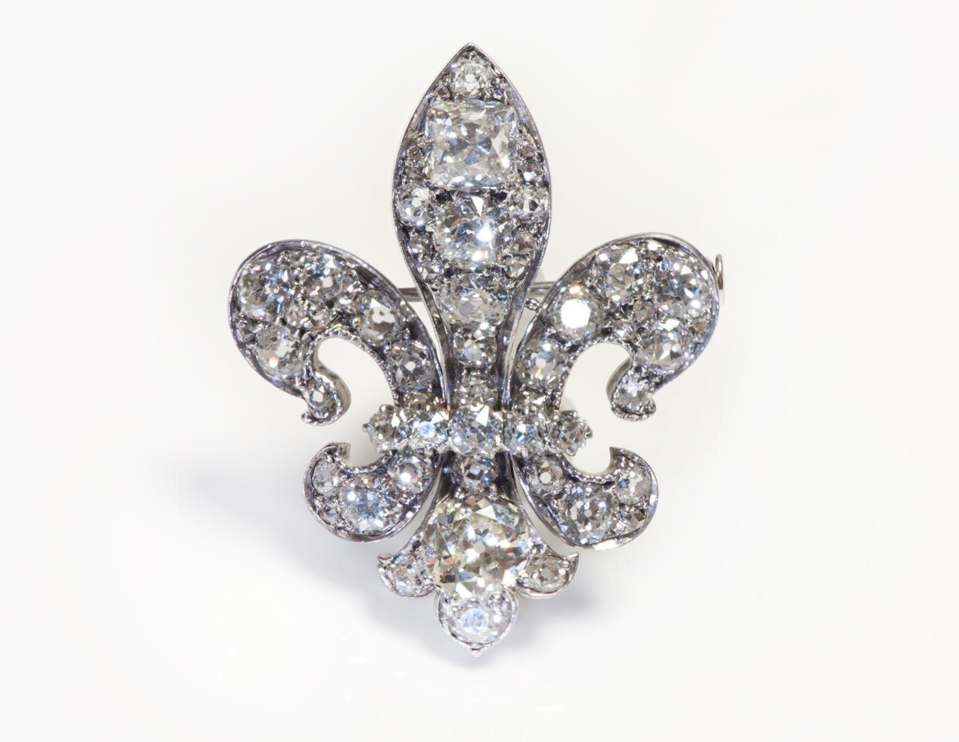 Antique Tiffany & Co. Diamond Fleur-de-Lis Pendant Brooch