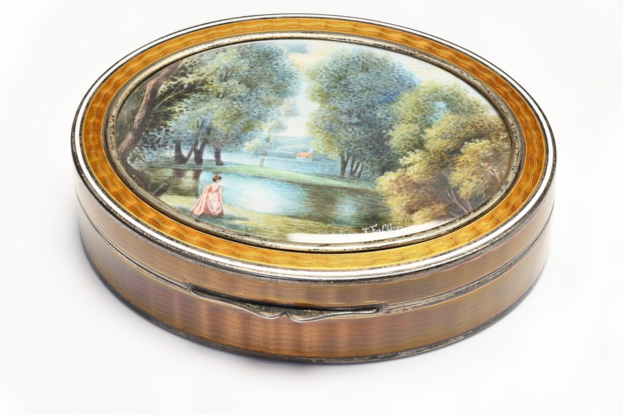 Antique Tiffany & Co. France Sterling Silver Guilloche Enamel Box