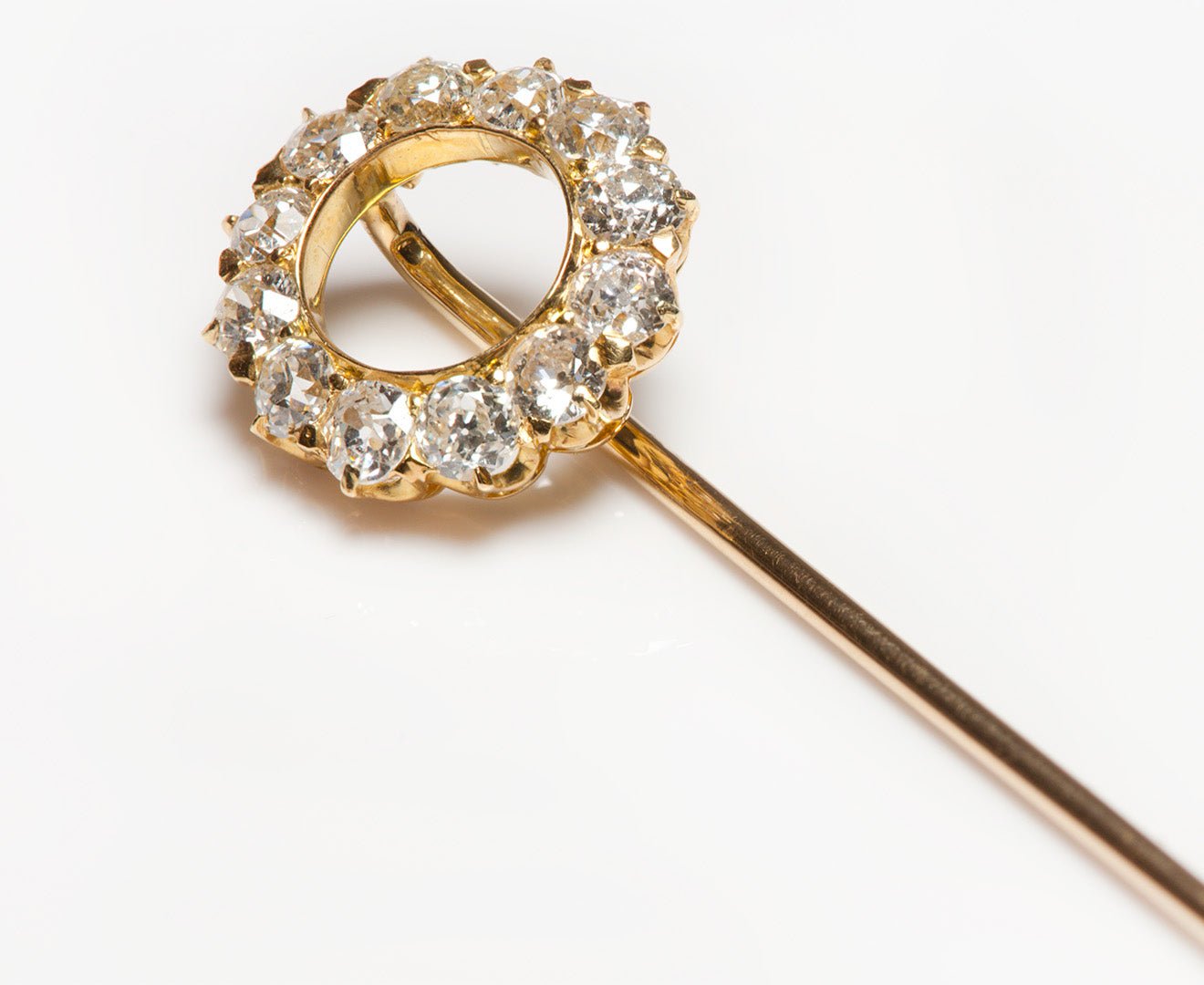 Antique Tiffany & Co. Gold Old Mine Cut Diamond Stick Pin