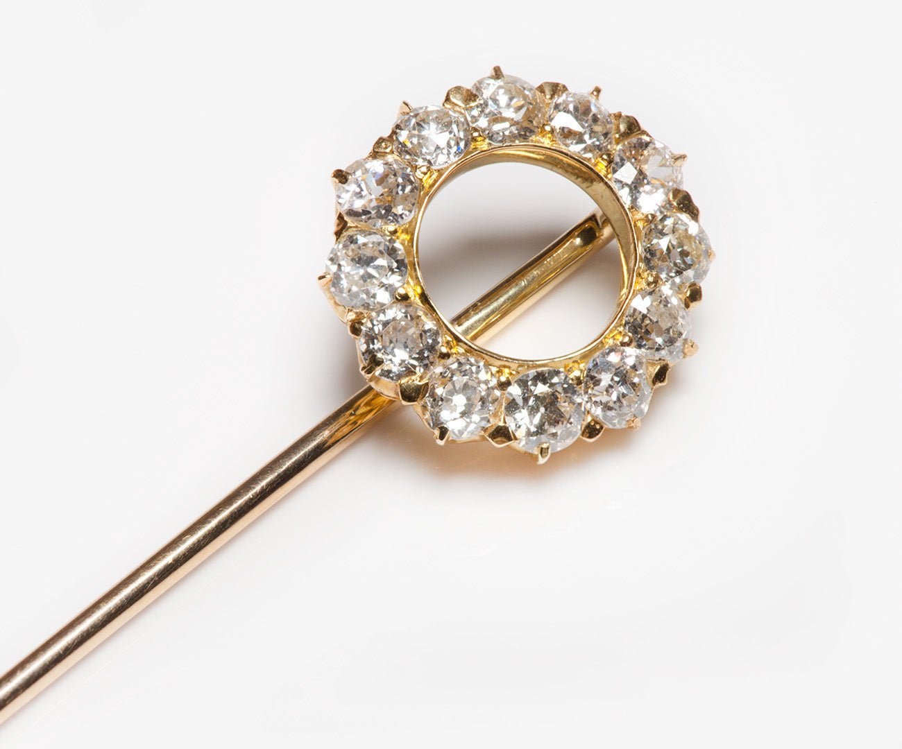 Antique Tiffany & Co. Gold Old Mine Cut Diamond Stick Pin