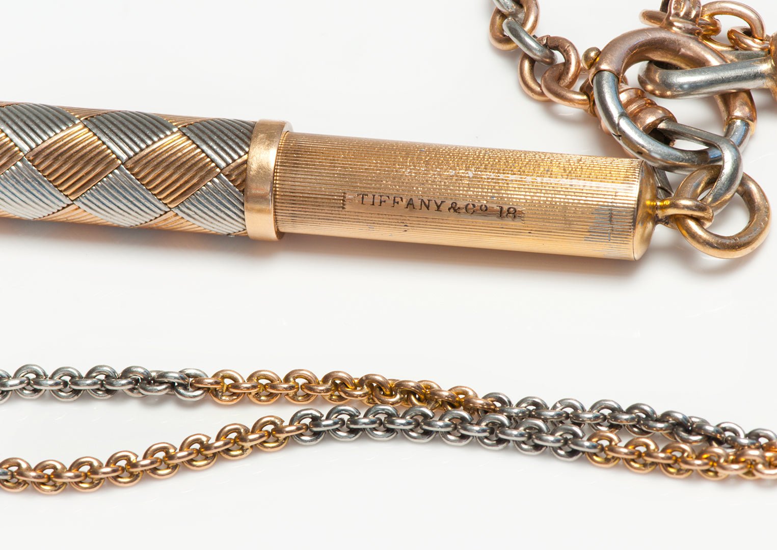 Antique Tiffany & Co. Platinum Gold Pencil Chain Pendant