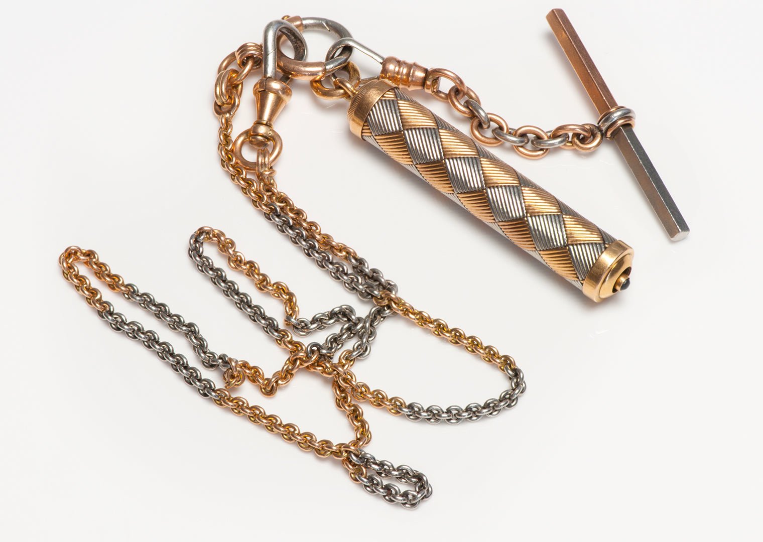 Antique Tiffany & Co. Platinum Gold Pencil Chain Pendant