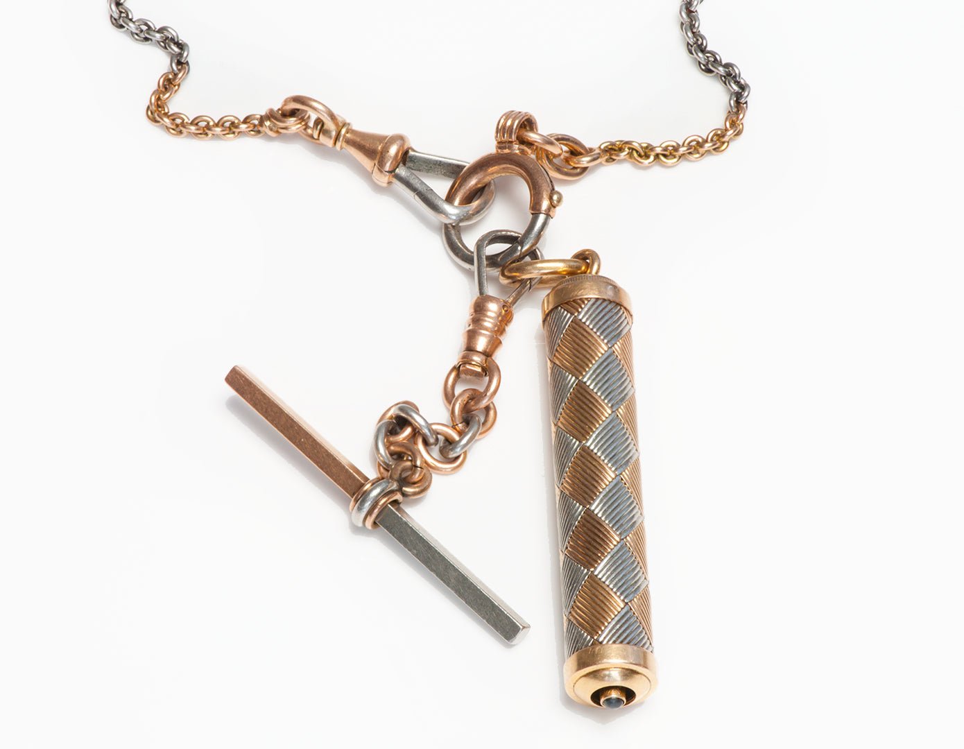 Antique Tiffany & Co. Platinum Gold Pencil Chain Pendant
