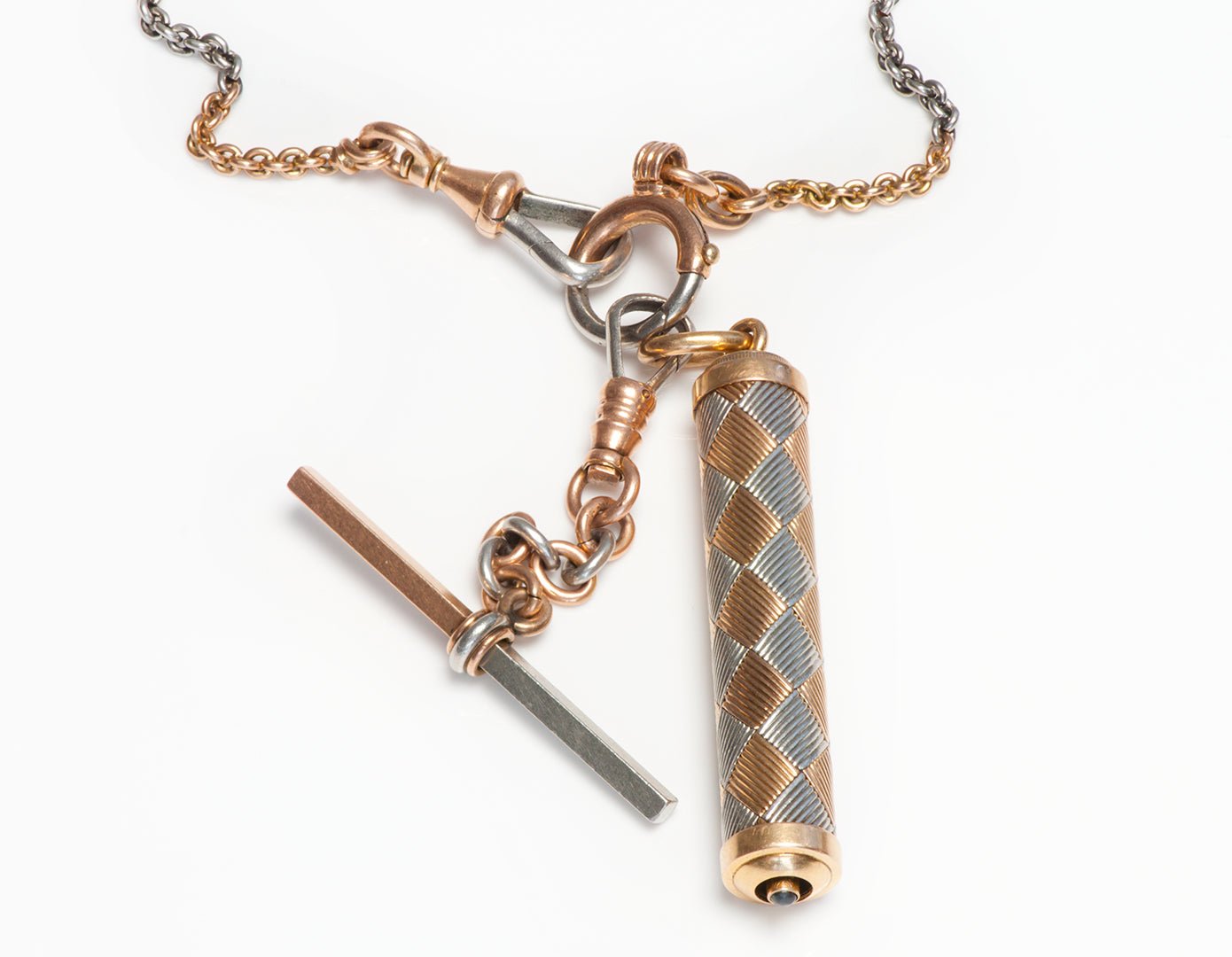 Antique Tiffany & Co. Platinum Gold Pencil Chain Pendant