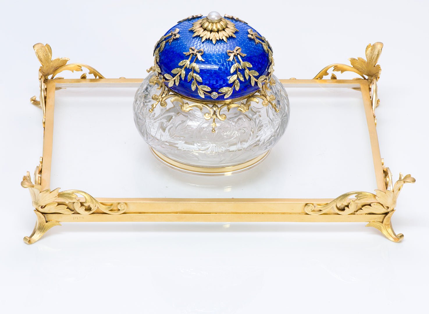 Antique Tiffany & Co. Regent st. London Enamel 18k Gold Inkwell