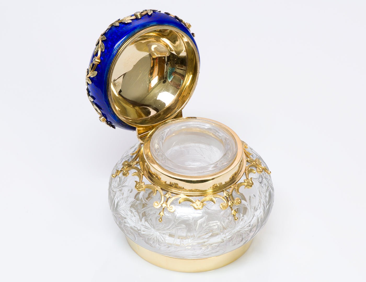 Antique Tiffany & Co. Regent st. London Enamel 18k Gold Inkwell