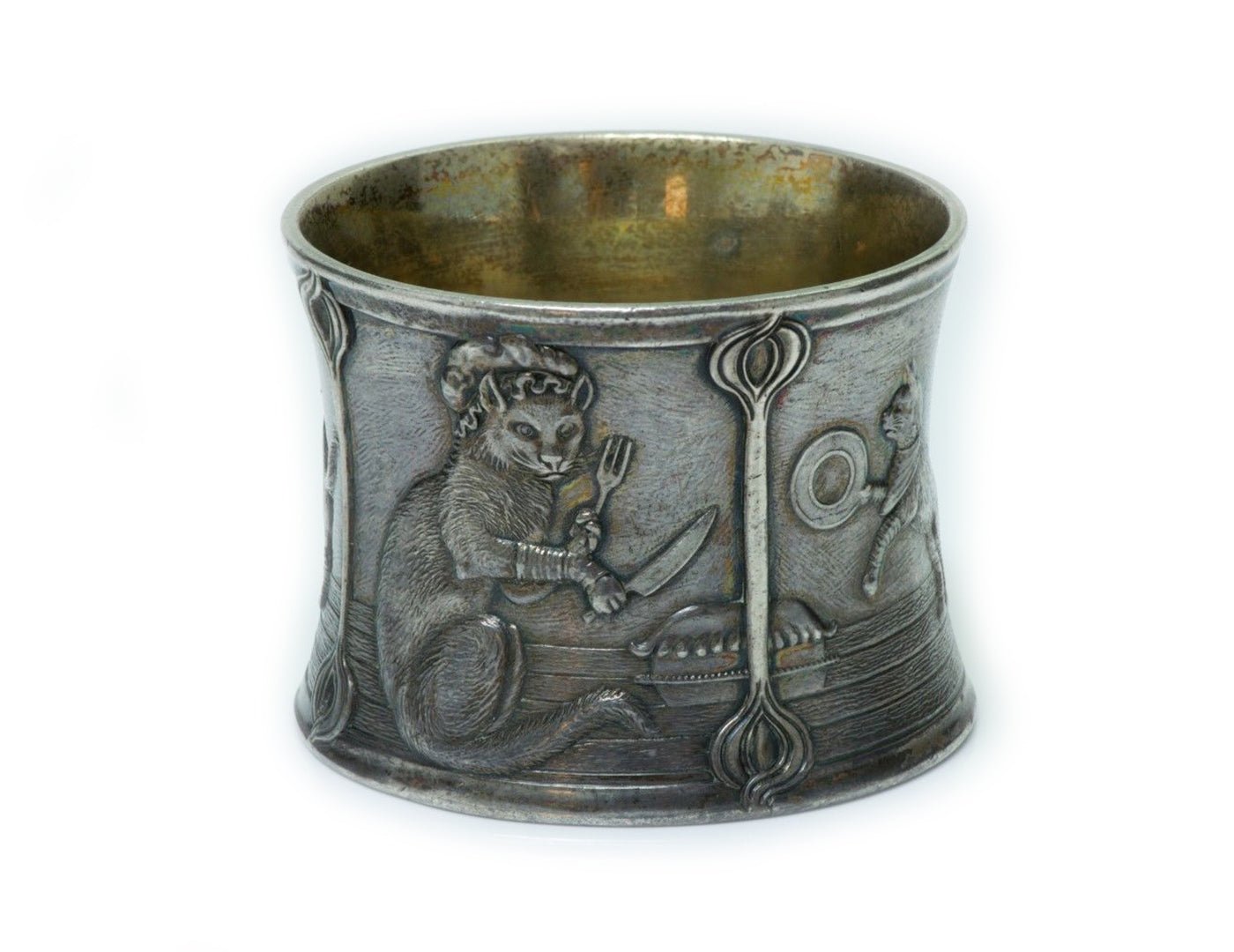 Antique Tiffany & Co. Sterling Silver Children's Cat Napkin Ring